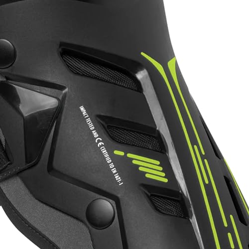 Rynox Bastion Bionic Knee Guards | Impact Protection | Abrasion Resistance | Bionic Design Motorcycle Knee Guards - Black Hi-Viz Green - Image 3