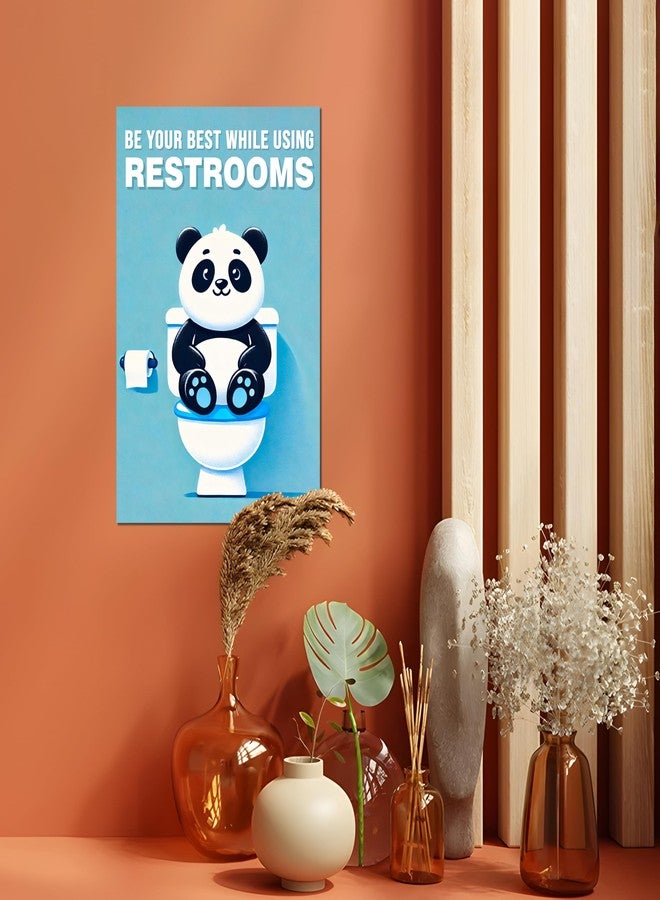 Roostaflag Toilet Posters for Wall | Panda Restroom Stickers for Door | Washroom Posters Funny Decor | Toilet Manners Poster | Bathroom Poster Kids | Toilet Quotes Etiquette | Restroom Wall Stickers - Image 5