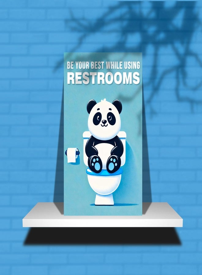 Roostaflag Toilet Posters for Wall | Panda Restroom Stickers for Door | Washroom Posters Funny Decor | Toilet Manners Poster | Bathroom Poster Kids | Toilet Quotes Etiquette | Restroom Wall Stickers - Image 4