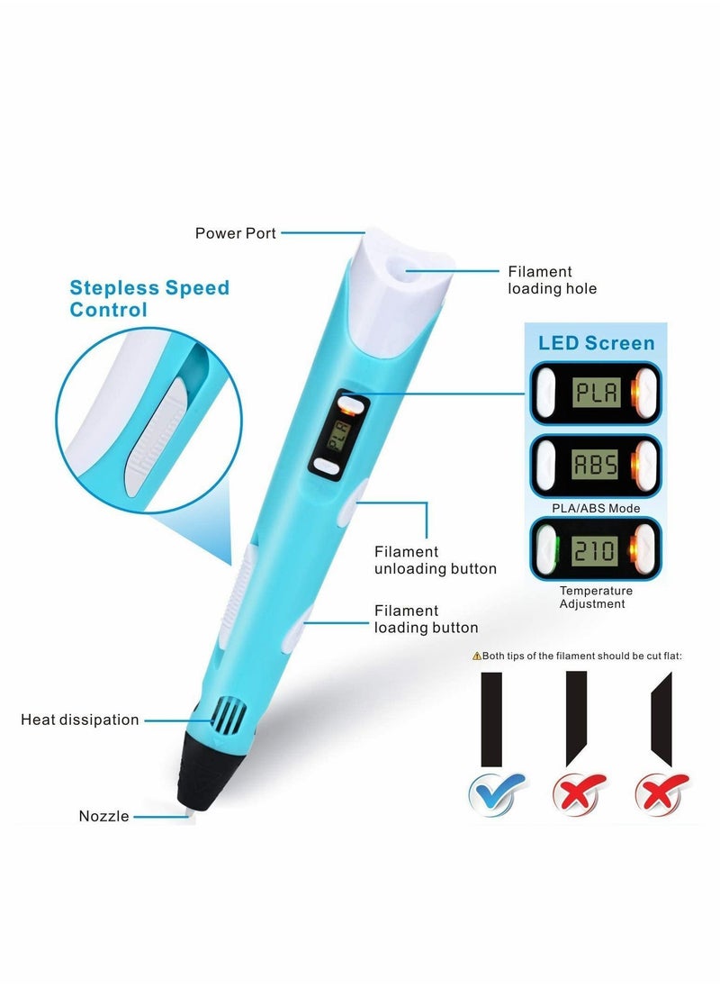 Y&D - 3D Drawing Pen With Display And Adjustable Speed Temperature, with 12 Colors Filament, Holiday Toys Gifts for Kids - Image 1