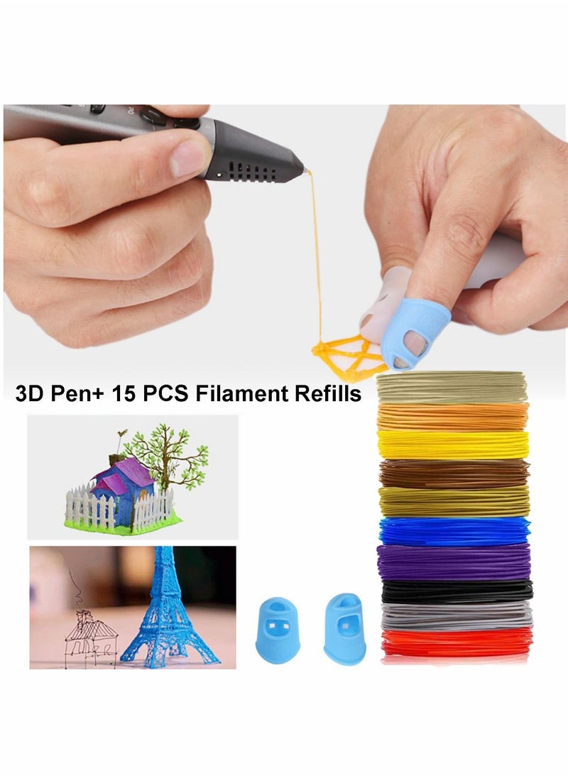 Y&D - 3D Drawing Pen With Display And Adjustable Speed Temperature, with 12 Colors Filament, Holiday Toys Gifts for Kids - Image 1