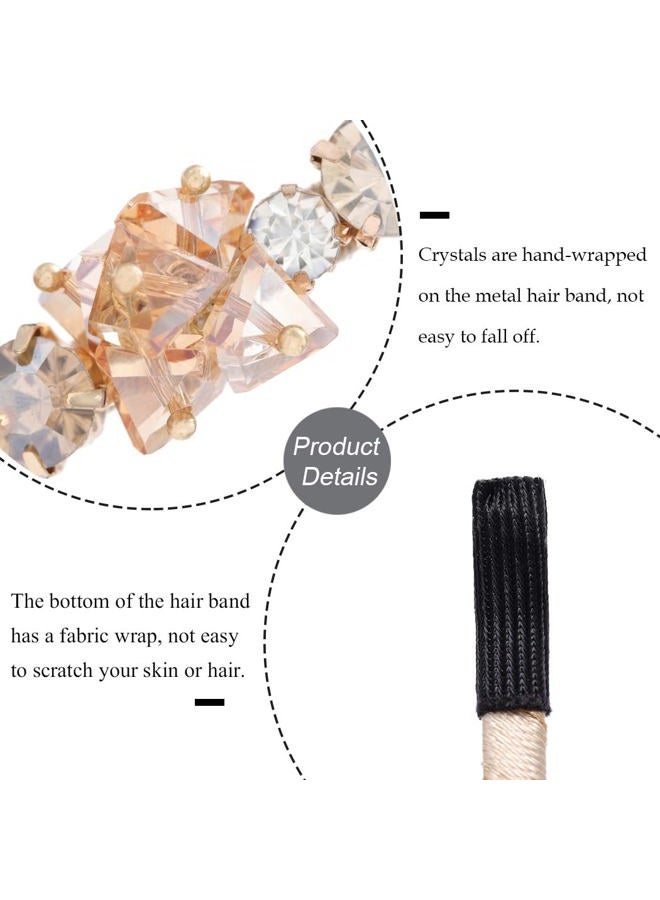 Urieo Thin Rhinestone Headband Bling Crystal Head Bands Diamond Hairband Vintage Parties Hair Accessory for Women (Champagne) - Image 4