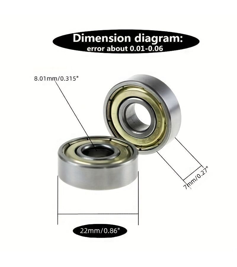 5pcs 608ZZ Flanged Deep Groove Ball Bearings for 3D Printer Double Shielded - Image 2