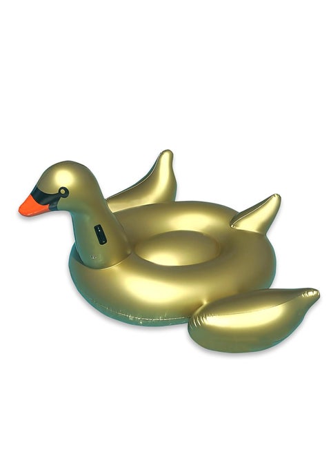 Inflatable Golden Goose Pool Float  Luxury Ride-On Raft with Stable Wings & Legs Lounge Floatie Great for Poolside Lounging & Summer Fun 190cm