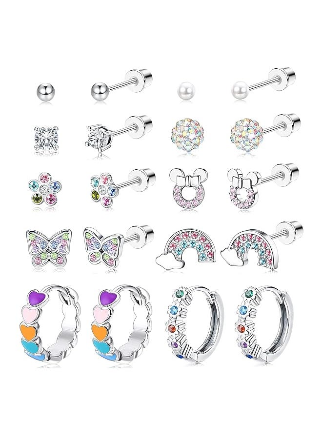 Besteel - 10 Pairs Hypoallergenic Screwback Earrings For Women 316L Stainless Steel Heart Hoop Earrings Flower Butterfly Screw Back Stud Earrings Set 20G - Image 1