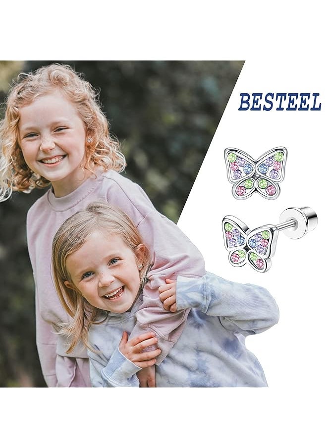 Besteel - 10 Pairs Hypoallergenic Screwback Earrings For Women 316L Stainless Steel Heart Hoop Earrings Flower Butterfly Screw Back Stud Earrings Set 20G - Image 1