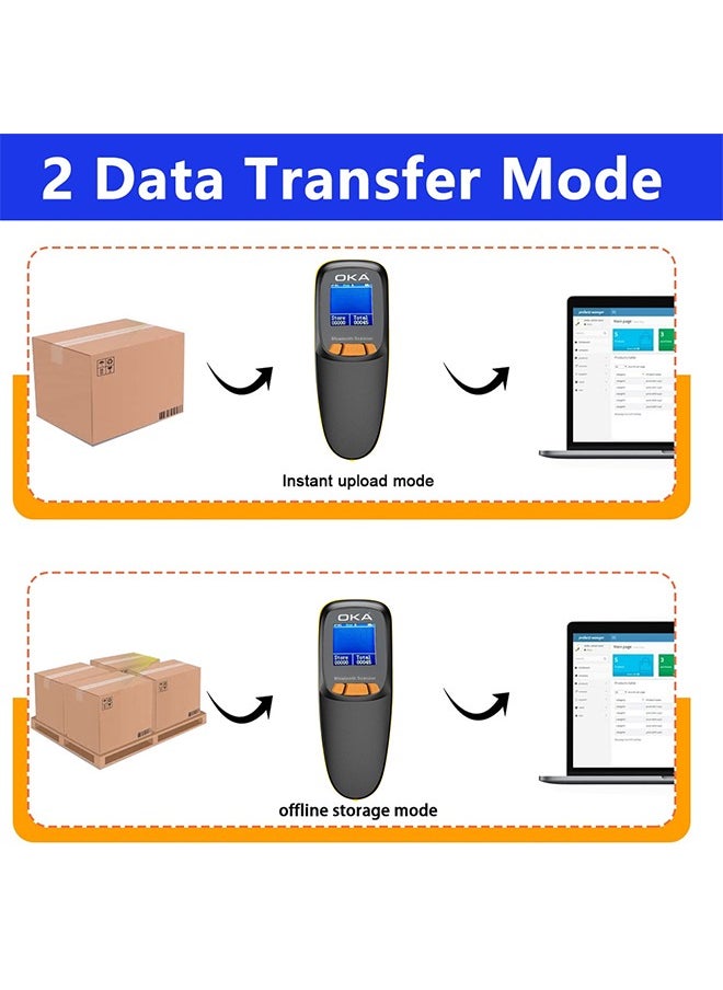 Laser barcode scanner – QR Code high-quality wireless has a screen to show barcode reading and works with Bluetooth – 2D /OKA HC-300RS