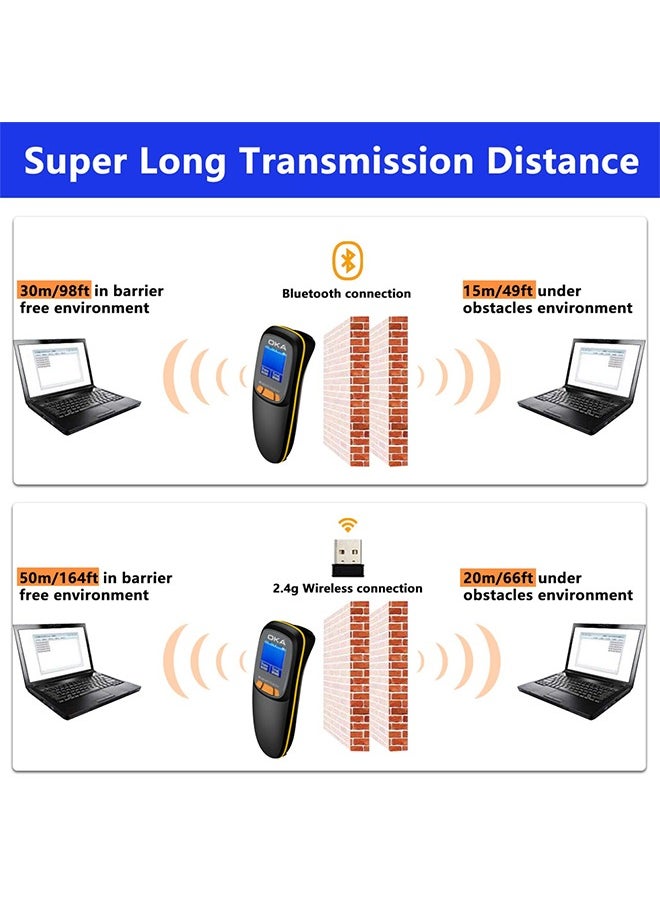 Laser barcode scanner – QR Code high-quality wireless has a screen to show barcode reading and works with Bluetooth – 2D /OKA HC-300RS