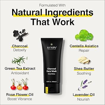 LUMIN غسول وجه لومن للرجال بالفحم 17 أونصة لتنظيف المسام من الزيوت والأوساخ والتلوث تجربة وجه ناعم ومنعش صنع في كوريا للعناية بالرجال العصريين احصل على أفضل مظهر لك - Image 2