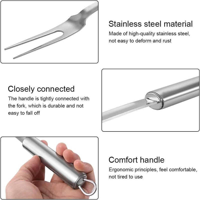 Begatter Meat Forks, Two Prong Large Forks for Cooking Kitchen Carving Serving BBQ Grilling, Stainless Steel, 13.3 Inch Long, 2 PCS - Image 2