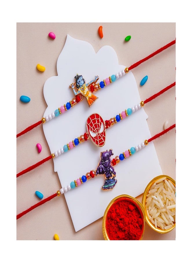Pride Store Stylish Cartoon Character Kids Rakhi Set with Tilak Pack and Greeting Card for Brother, Sister, Baby Boy, Baby Girl, Chhota Bhai (Kids Rakhi Set - C) - Image 2