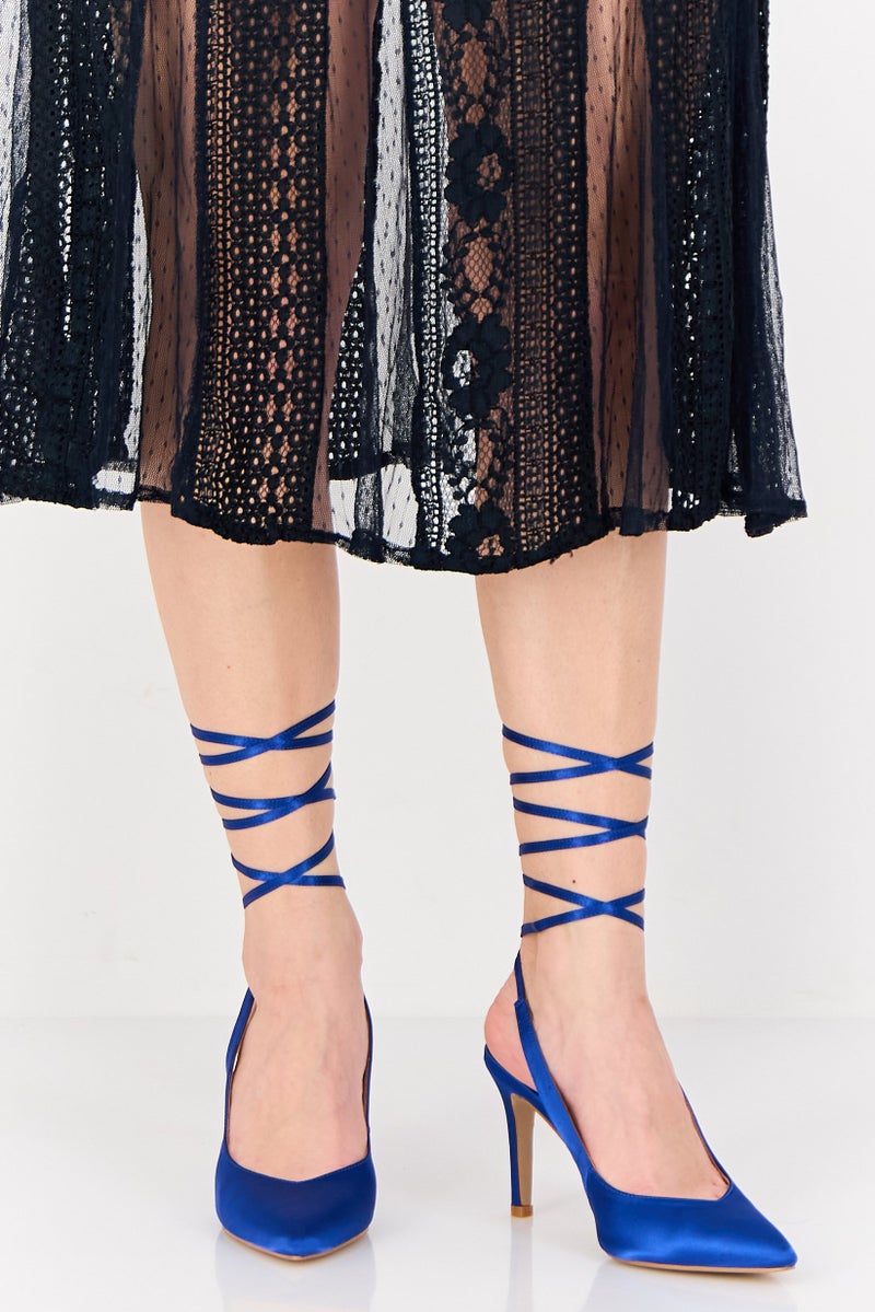 NINE WEST Women Catrinna 2FX Lace Up Tie Pumps, Blue - Image 1