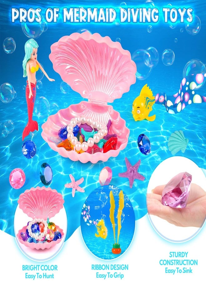 HUUIDY Pool Toys, 31Pcs Mermaid Toys Diving Toys with Shell Treasure Chests and Storage Bag, Swimming Pool Games Summer Water Toy Gift Set for Kids Toddlers Girls Boys - Image 3