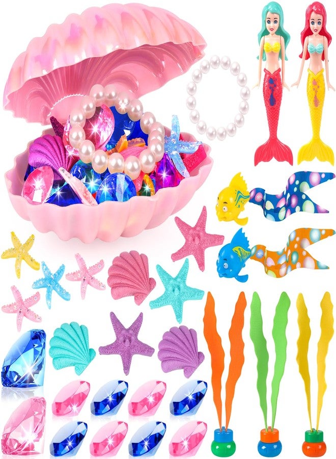 HUUIDY Pool Toys, 31Pcs Mermaid Toys Diving Toys with Shell Treasure Chests and Storage Bag, Swimming Pool Games Summer Water Toy Gift Set for Kids Toddlers Girls Boys - Image 1