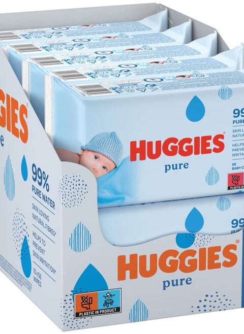 Huggies Baby Wipes Pure, 56s x 10 (560 Wipes)