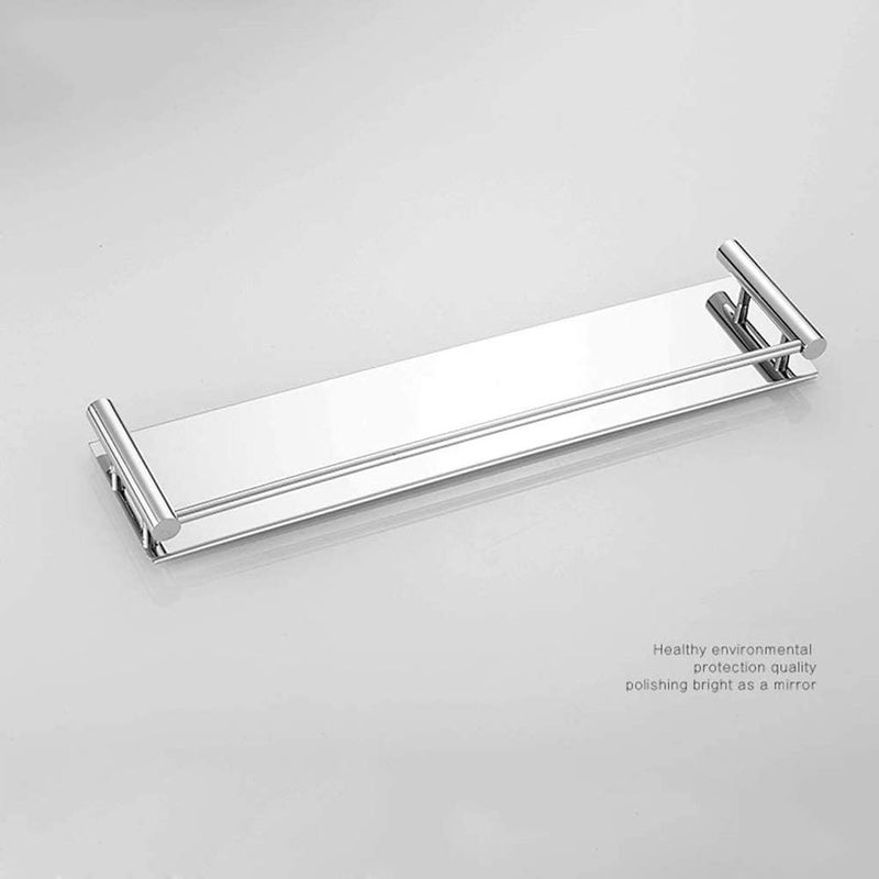 Oslen Bathroom Accessories Bathroom Shelf with Rail,Stainless Steel Bathroom Towel Holder,Shower Caddy Basket Organizer,Wall Mounted Bathroom Towel Rack and Shelf - Image 5