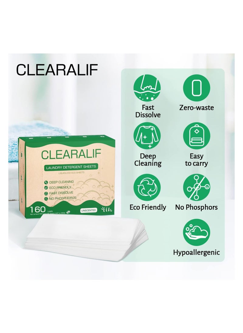 CLEARALIF Laundry Detergent Sheets Uncented 160 Loads, 80 Sheets  - Image 3