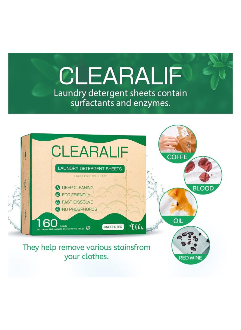 CLEARALIF Laundry Detergent Sheets Uncented 160 Loads, 80 Sheets  - Image 2
