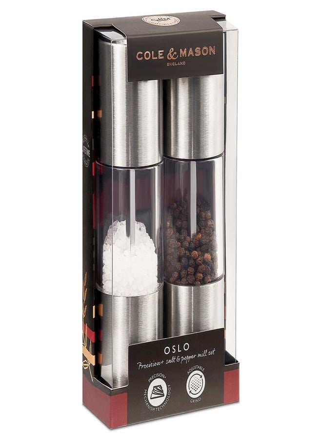 Cole & Mason Premium Acrylic & SS Salt & Pepper Mill Set, Transparent Manual Spice Grinder Set with Adjustable Fine to Coarse Grinding Mechanism | Gourmet Seasoning Mills for Dining Table - Image 1