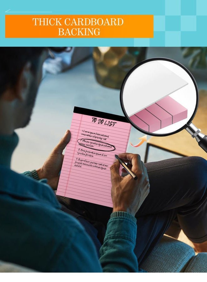Zaviko Small Legal Pads 5x8 Colored Note Pads, 6 Pack Small Notepads for Work, Pink Notepad 5x8 Mini Legal Pad, Colored Legal Pads 5x8 for Home Office Supplies, Lined Notebook Paper 5x8 Notes, 30 Sheets/Pad - Image 4