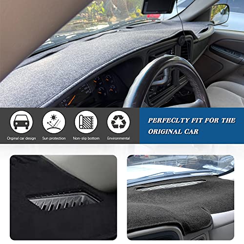 KEDAKEJI Dashboard Cover Mat Compatible with 1999-2006 Chevy Silverado/GMC Sierra,2000-2006 GMC Yukon XL/Chevy Tahoe Suburban Avalanche Dash Cover Mat Carpet Premium,Black - Image 2