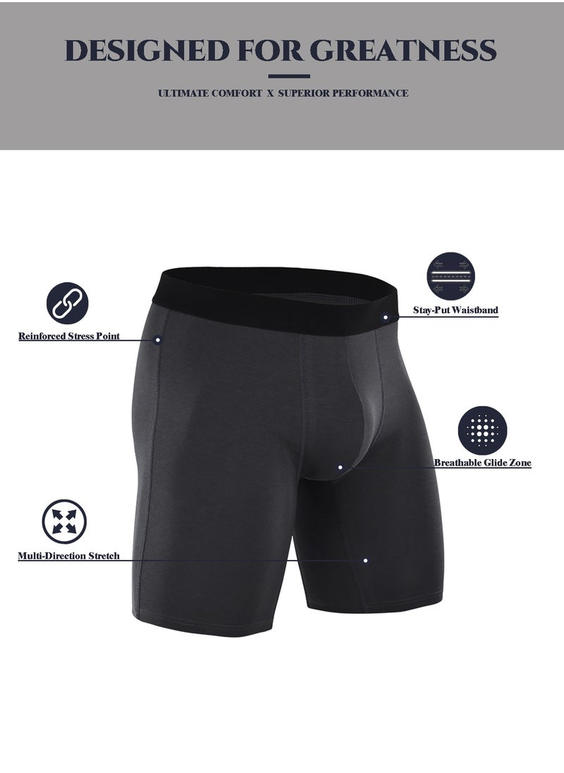 infino - Men's 5-Pack Boxer Briefs - Mid-Rise, Anti-Chafing Stretch Cotton, Breathable Athletic Underwear in Assorted Colors (Black/Gray/Light Grey) - Available in M - Image 1