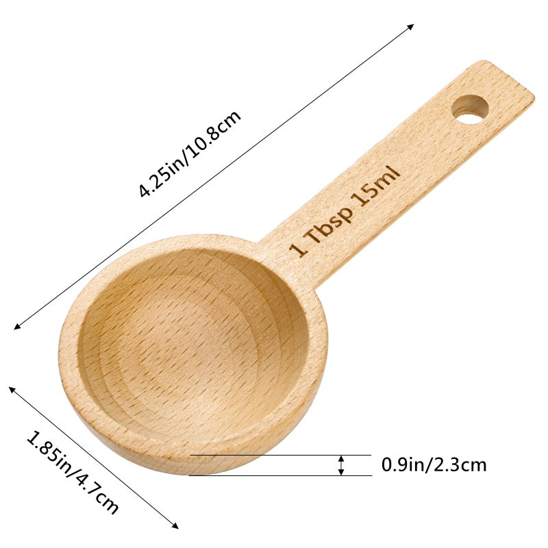 Tebery 8 Pack Wood Measuring Scoops for Canister, 1 Tablespoon Beech Coffee Scoop Measuring Spoons for Coffee Beans, Ground Coffee, Protein Powder, Spices, Tea and Bath Salt - Image 2