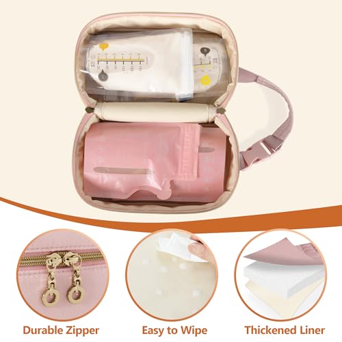 Damero Breastmilk Cooler Bag with 4 Ice Packs Breastmilk Cooler Travel Bag Organizer with Detachable Buckle Handle for Daycare and Breastfeeding MomPink - Image 3