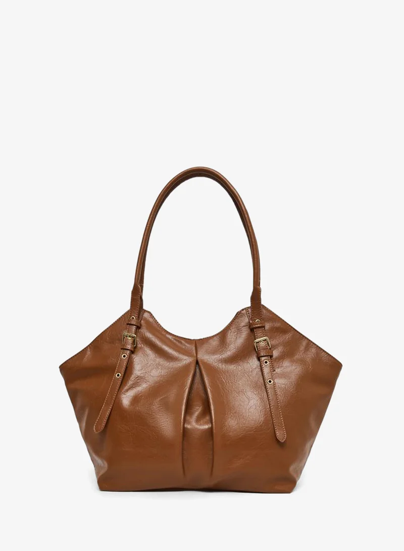 Styli Styli Women Brown Tote Bag with Pleated Detail