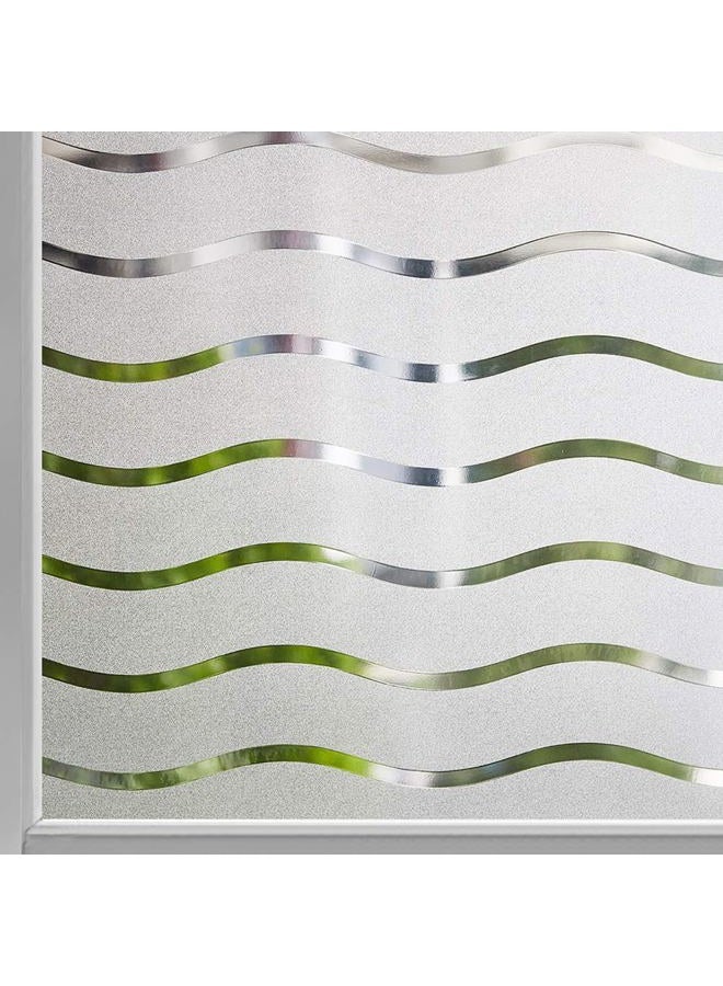 LEMON CLOUD Premium No-Glue Static Decorative Privacy Window Films 17.7In*78.7In wavy-45 - Image 1