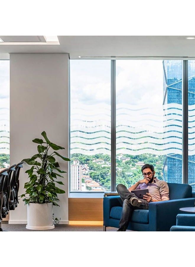 LEMON CLOUD Premium No-Glue Static Decorative Privacy Window Films 17.7In*78.7In wavy-45 - Image 3