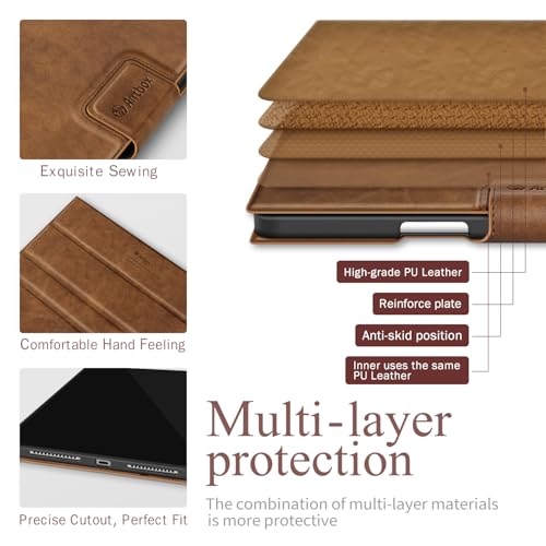 Antbox Case for iPad Air 11inch M4M3M2 202620252024 iPad Air 5th4th Generation 109 Vegan Leather with Pencil Holder Typing Angle Auto SleepWake MutiStand - Image 3