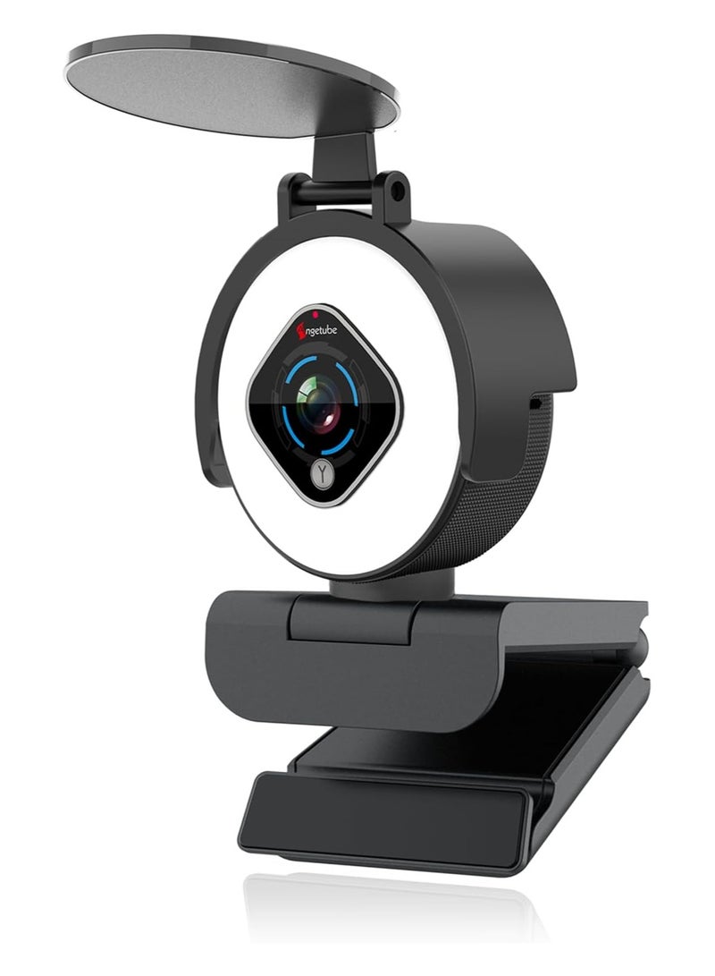 Angetube Streaming Webcam 1080P with Ring Light, HD Web camera with Digital Zoom Autofocus for Computer PC Laptop Mac - Webcam with Microphone USB Web Cam for Gaming XBOX Google Meet - Image 1