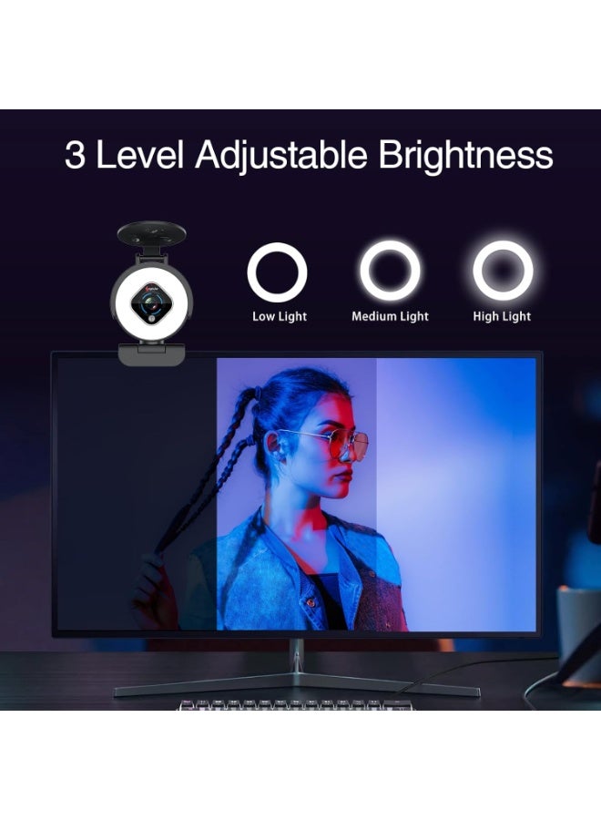 Angetube Streaming Webcam 1080P with Ring Light, HD Web camera with Digital Zoom Autofocus for Computer PC Laptop Mac - Webcam with Microphone USB Web Cam for Gaming XBOX Google Meet - Image 4