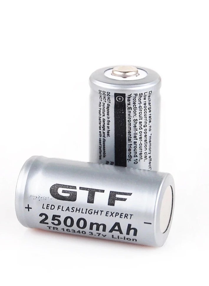 Generic - 16340 Battery 2500 mAh 3.7V CR123A Li-ion Rechargeable Battery for  LED Flashlight - Image 1
