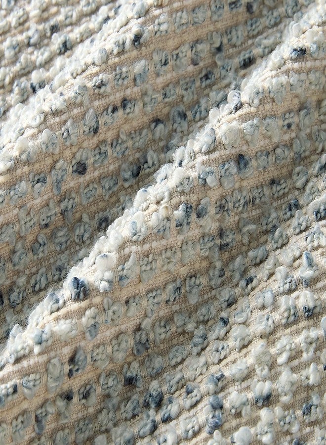 Allorry Decorative Lumbar Pillow Cover 12x20 Blue Striped Soft Wool Lumbar Throw Pillow Neutral Textured Boho Cushion Covers for Modern Farmhouse Sofa Bedroom Living Room Decor SY011-C12 - Image 3