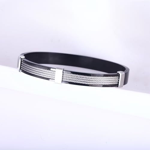 MEENAZ Bracelet for Man Black Stylish Boys brother boyfriend gents/Fashion Kada for men/Rakhi Bracelets for Men Metal/Stainless Steel Kada Hand Mens Kadas Bracelet valentine Gift open kada - Image 2