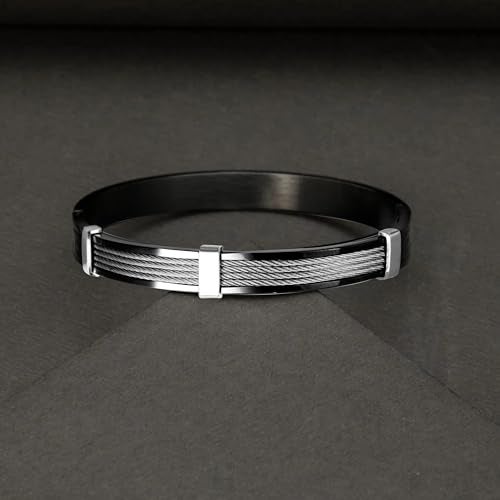 MEENAZ Bracelet for Man Black Stylish Boys brother boyfriend gents/Fashion Kada for men/Rakhi Bracelets for Men Metal/Stainless Steel Kada Hand Mens Kadas Bracelet valentine Gift open kada - Image 4