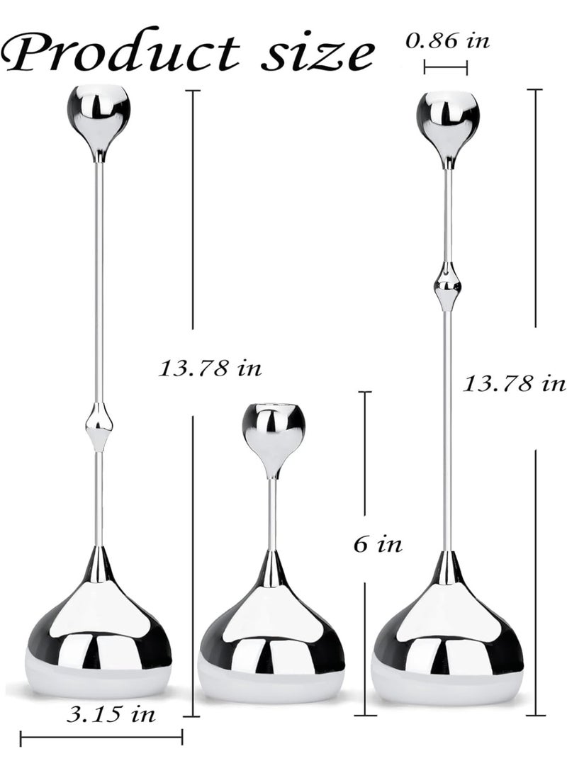 Arabest Candle Holders Set of 3 - Taper Candle Holders for Table Decor, Elegant Minimalist Design, Perfect for Weddings, Parties, and Home Decor (Silver) - Image 2