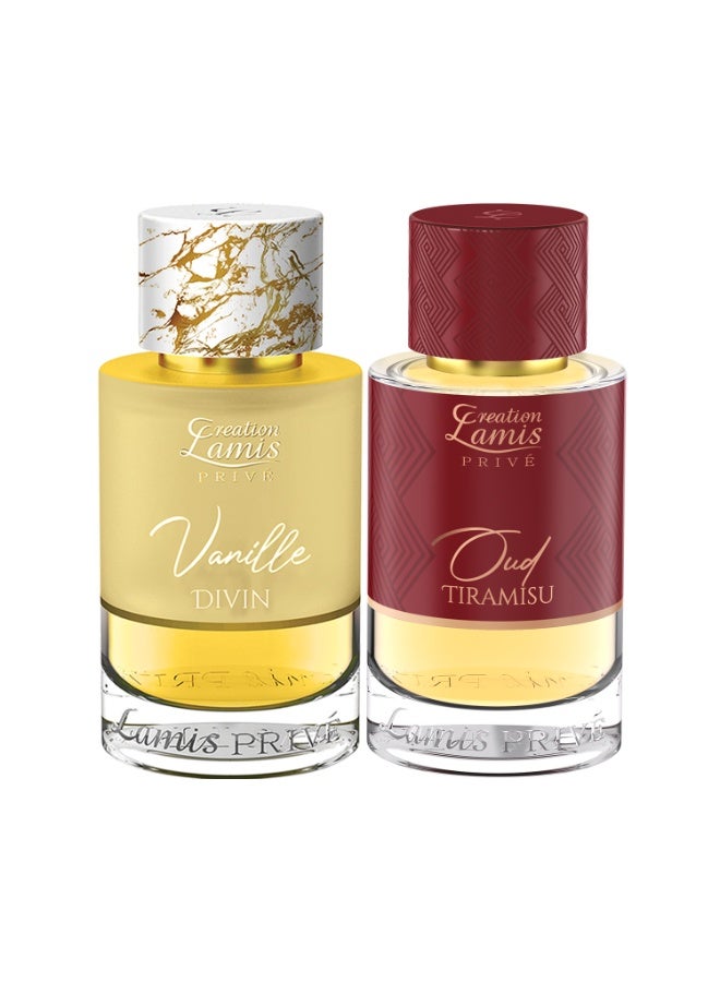 Creation Lamis Sweet Seduction Perfume Combo - Privé Vanille Divin EDP 100ml + Privé Oud Tiramisu EDP 100ml | Vanilla & Gourmand Oud - Image 1