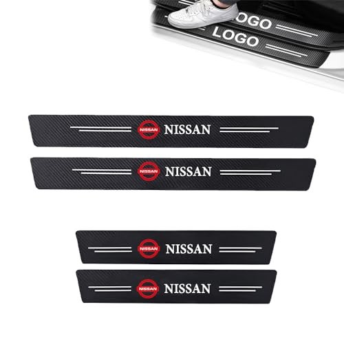 BRAINLE Car Door Sill Protector Carbon Fiber Self-Adhesive Anti-Scratch Sticker Protection Compatible for Magnite, Qashqai, X-Trail, Juke, Micra, Terrano, Sunny, Kicks, Teana, Gravite - Image 1