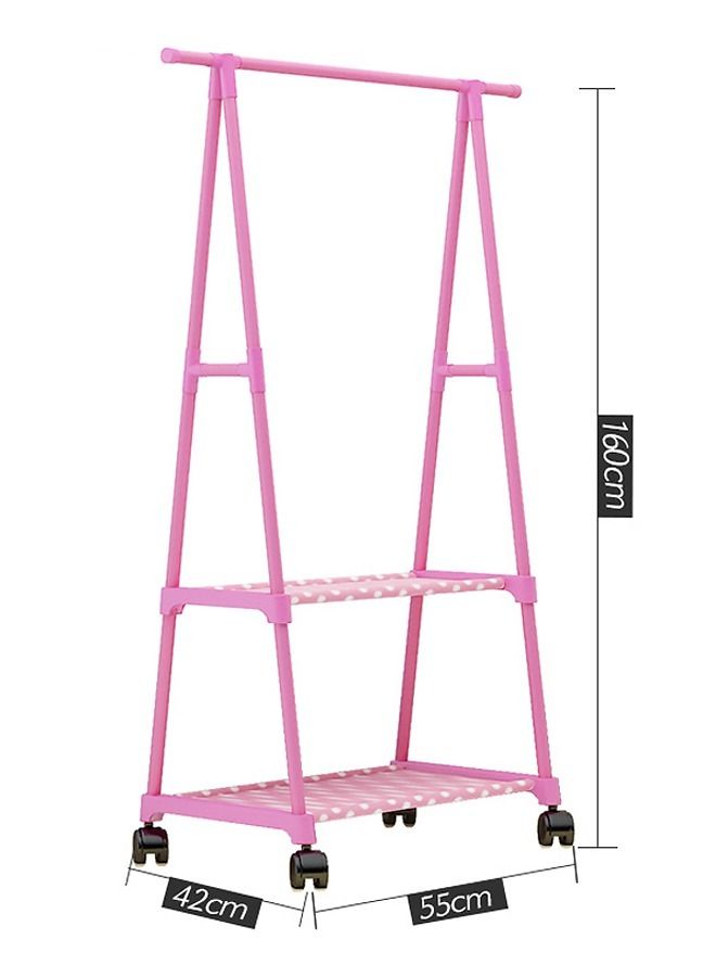 AGD Multifunctional Clothes Rack With Bottom Shelves And Four Wheels Pink  - Image 3