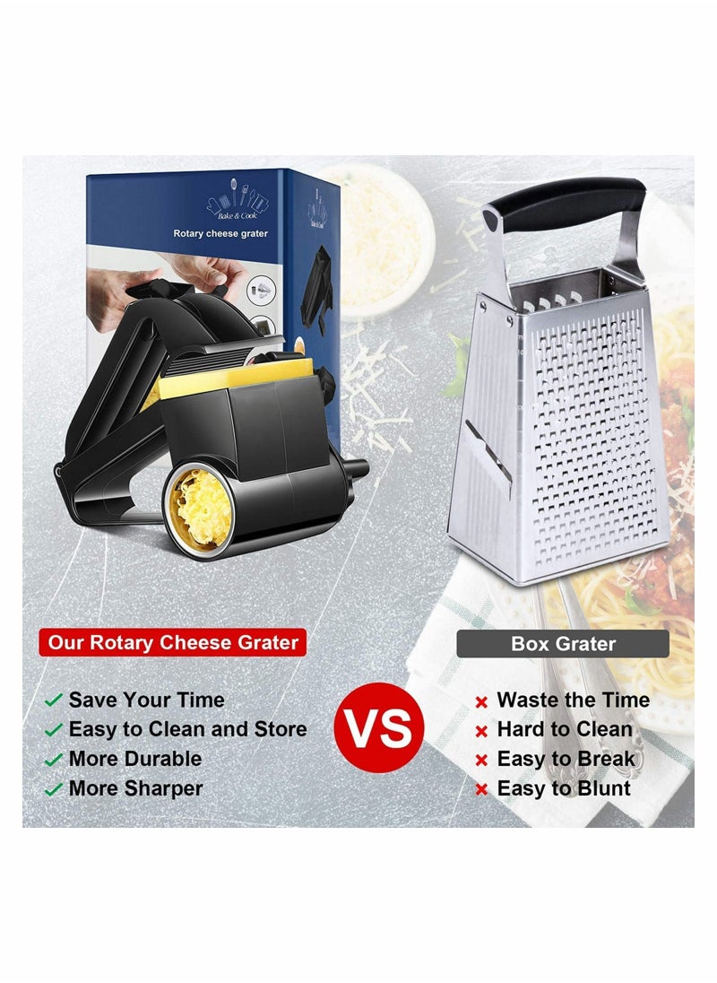 Excefore - Cheese Grater Rotary Manual Handheld Cheese Grater, with Stainless Steel Drum for Grating Hard Cheese Chocolate Nuts Kitchen Tool - Image 1