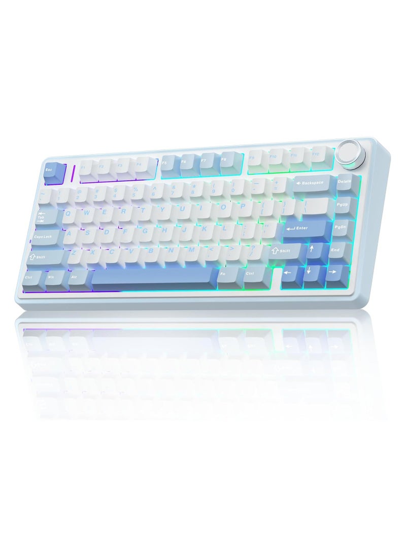 AULA - AULA F75 Wireless Mechanical Gaming Keyboard – 75% Compact Gasket Mount – Tri-Mode Bluetooth 5.0/2.4G/USB-C – Hot-Swappable Greywood V3 Switches – RGB Backlit – Long Battery Life – Ultra-Fast Response for PC/Mac – (Sea Salt Blue) - Image 1