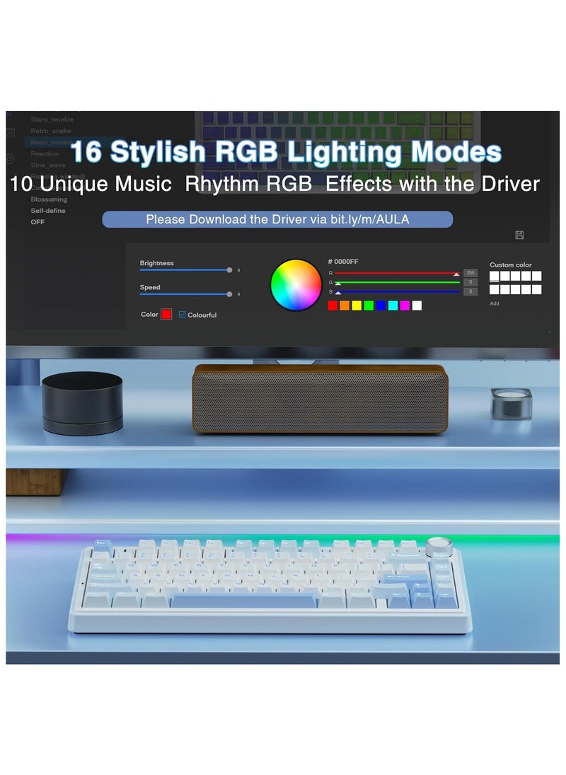 AULA - AULA F75 Wireless Mechanical Gaming Keyboard – 75% Compact Gasket Mount – Tri-Mode Bluetooth 5.0/2.4G/USB-C – Hot-Swappable Greywood V3 Switches – RGB Backlit – Long Battery Life – Ultra-Fast Response for PC/Mac – (Sea Salt Blue) - Image 1