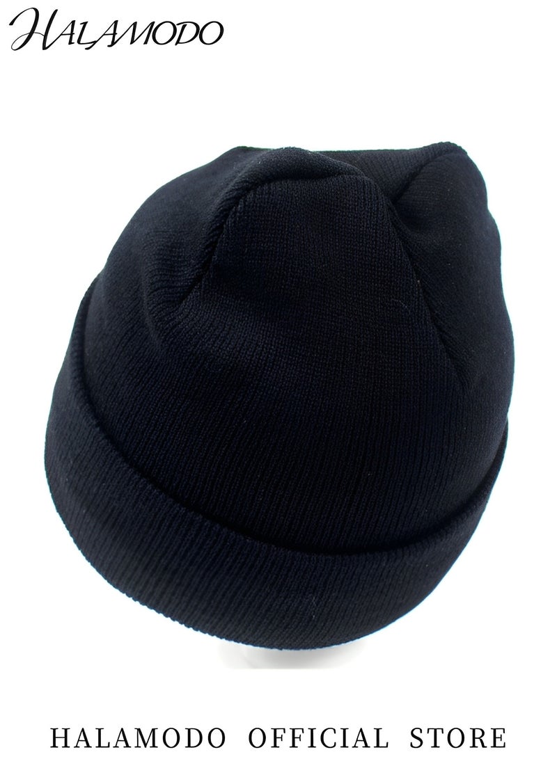 HALAMODO Womens Wool Ridge Cuff Beanie Warm Winter Hat Fleece Lined Beanie Soft Warm Knit Hat Ski Stocking Cuffed Cap Knit Chunky Snow Cap - Image 3