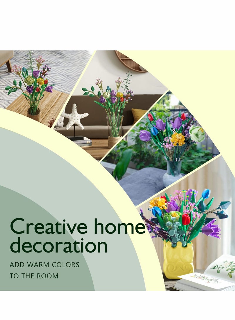 Excefore Flower Bouquet Building Kit, Artificial Flowers Botanical Collection Block Toys for Adults & Girls Ages 7+, Mothers Day Valentines Birthday Gifts Mom Women Girlfriends (999 pcs) - Image 3