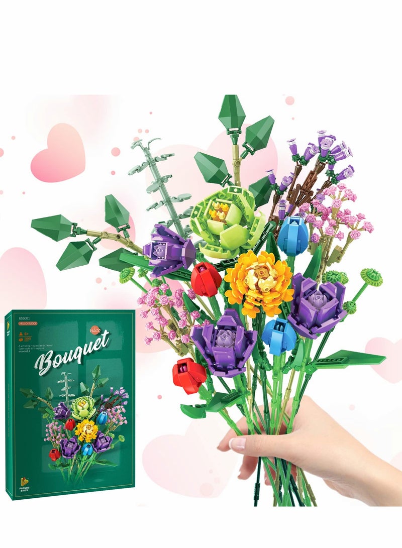 Excefore Flower Bouquet Building Kit, Artificial Flowers Botanical Collection Block Toys for Adults & Girls Ages 7+, Mothers Day Valentines Birthday Gifts Mom Women Girlfriends (999 pcs) - Image 1