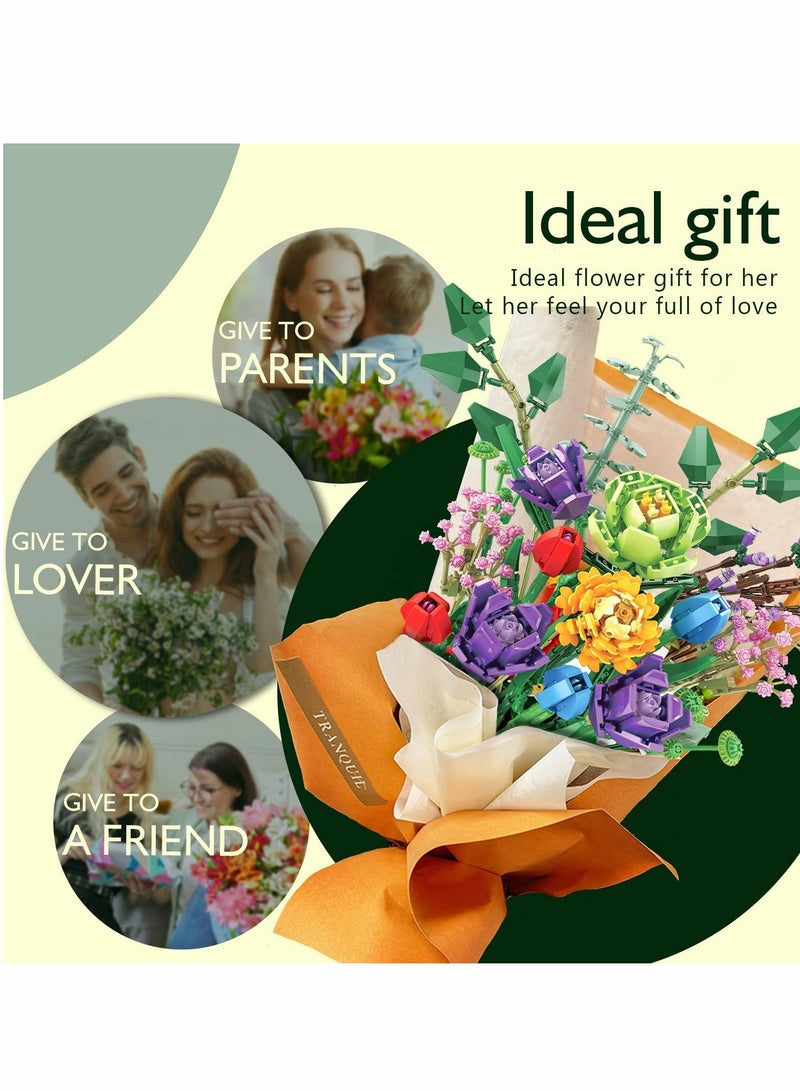 Excefore Flower Bouquet Building Kit, Artificial Flowers Botanical Collection Block Toys for Adults & Girls Ages 7+, Mothers Day Valentines Birthday Gifts Mom Women Girlfriends (999 pcs) - Image 5