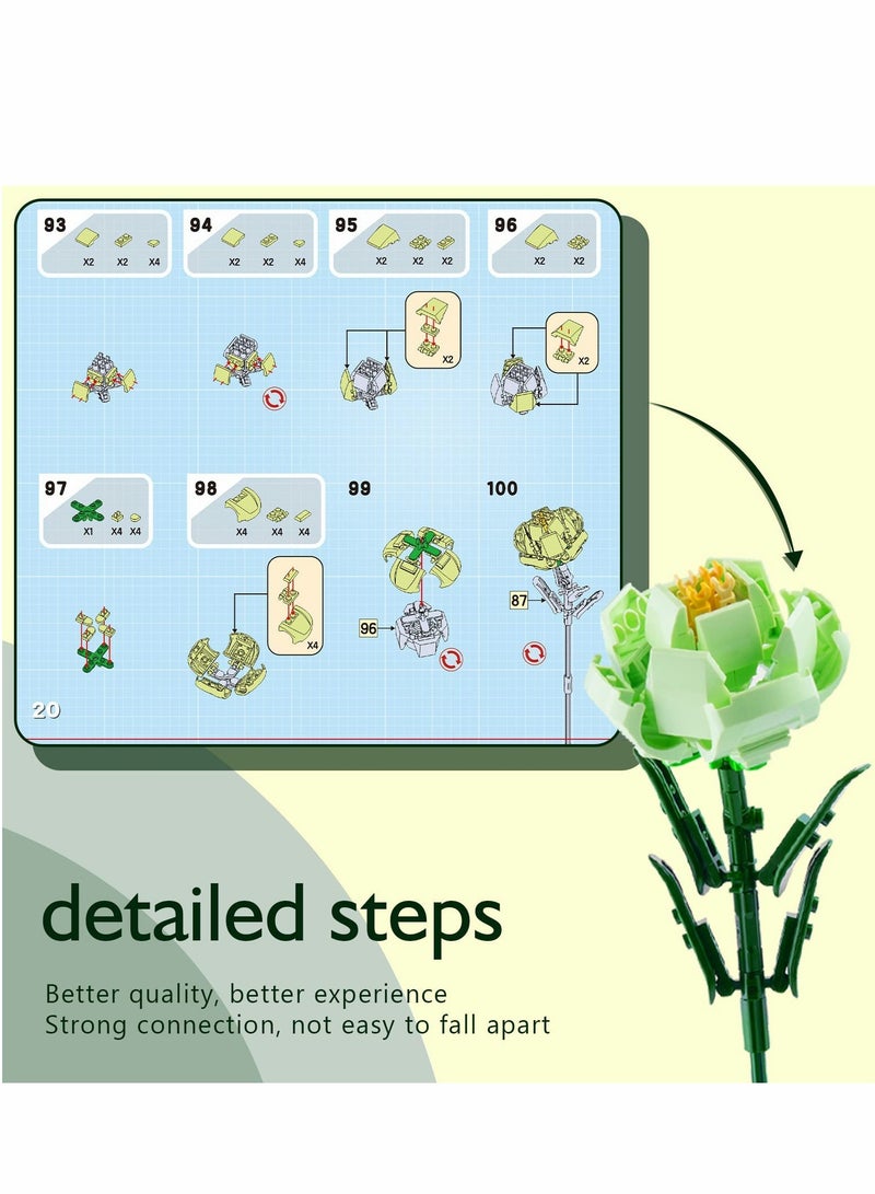 Excefore Flower Bouquet Building Kit, Artificial Flowers Botanical Collection Block Toys for Adults & Girls Ages 7+, Mothers Day Valentines Birthday Gifts Mom Women Girlfriends (999 pcs) - Image 4